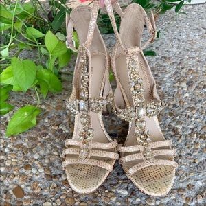 Antonio Melani Gold Jewel Rhinestone Wedding Heels